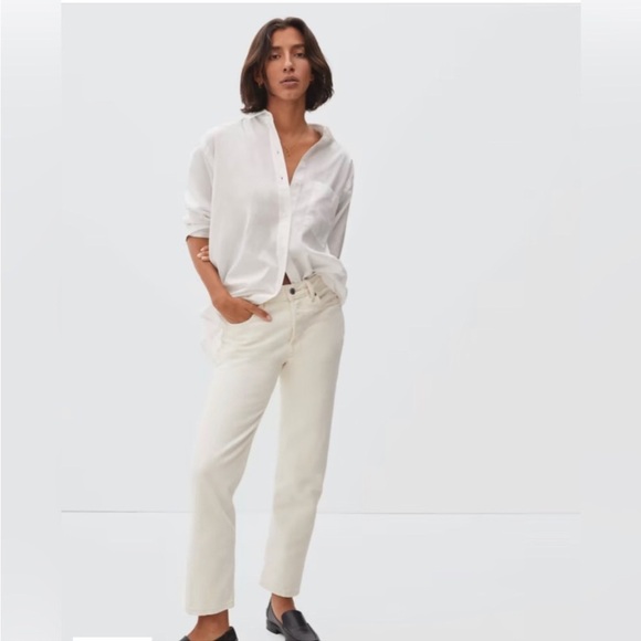 Everlane Women's White Boyfriend Jeans - Picture 1 of 8